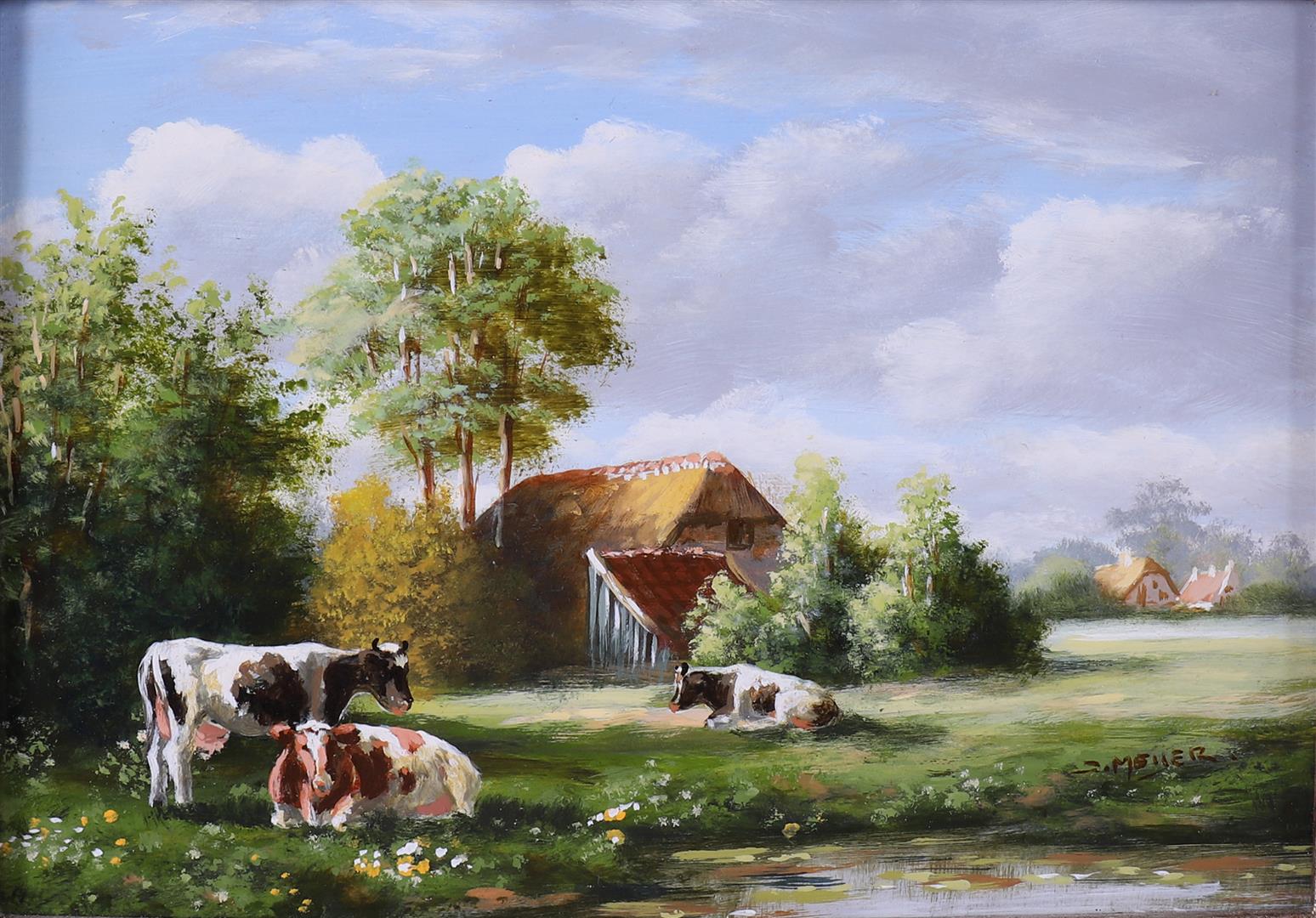 Meijer, J 'Cows in a Landscape with Farmhouse Housing', - Image 2 of 3