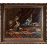 Raaphorst, Cornelis, signed as (Holl school) 'Kittens playing on a carpet',
