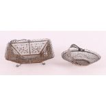 Two filigree silver bridal sugar baskets, Dutch, 18th century