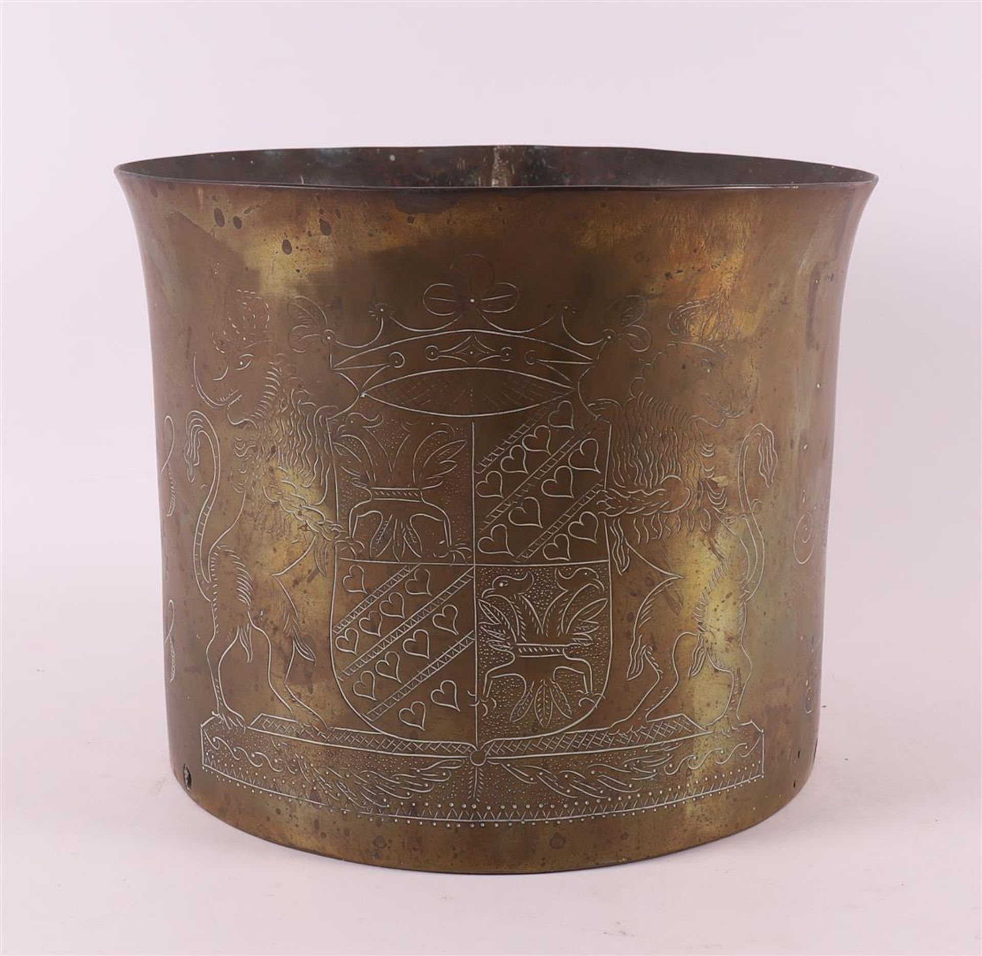 A brass aker, Groningen, dated 1864.