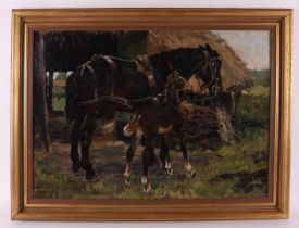 Walrecht, Bernardus HD (Ben) (Groningen1911 - Hilversum 1980) 'Horse with foal'
