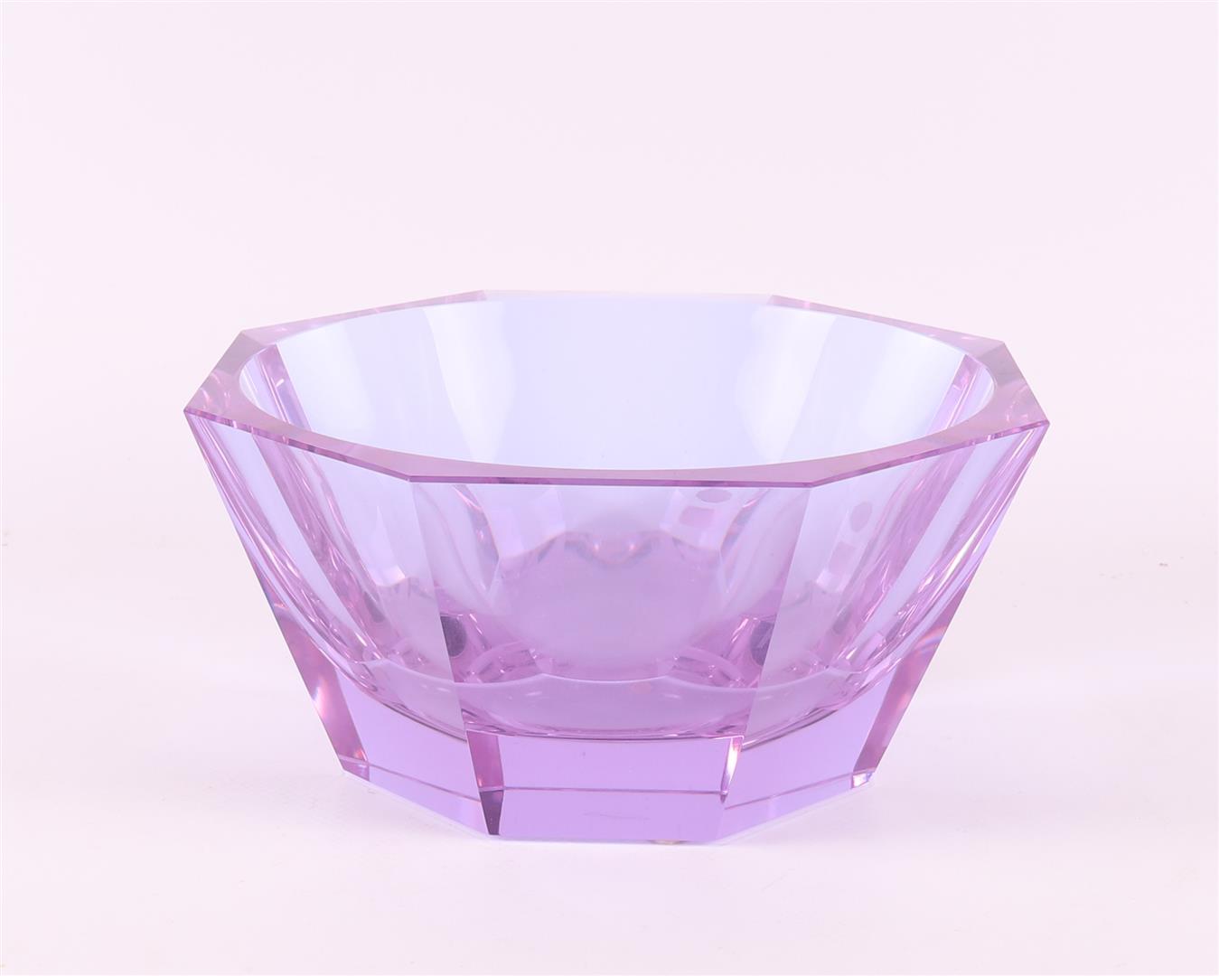 A clear purple glass octagonal cut bowl, Bohemia, Moser.