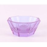 A clear purple glass octagonal cut bowl, Bohemia, Moser.