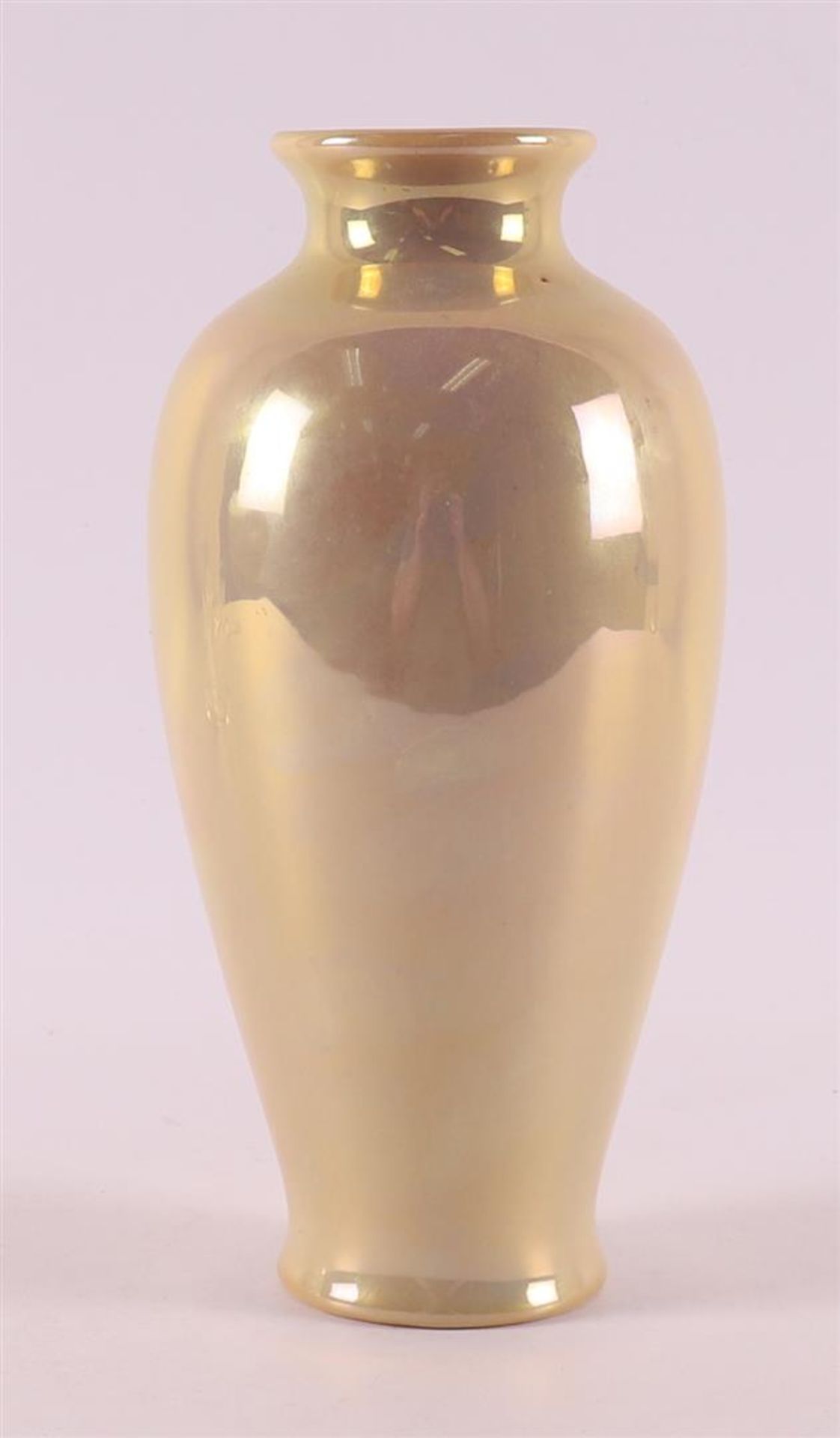 A yellow luster glaze earthenware vase, St. Lukas Utrecht, ca.1910.