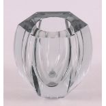 A hexagonal clear glass Art Deco vase, ca. 1930.