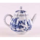 A blue and white porcelain pumpkin-shaped teapot, China, Qianlong, 18th C.