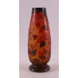 An orange and red cameo glass vase, France, Emile Gallé, ca. 1905.