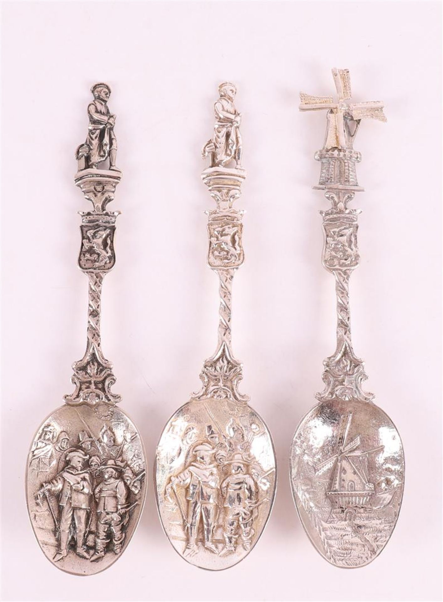 Three various 2nd grade 835/1000 memorial spoons, 20th century.