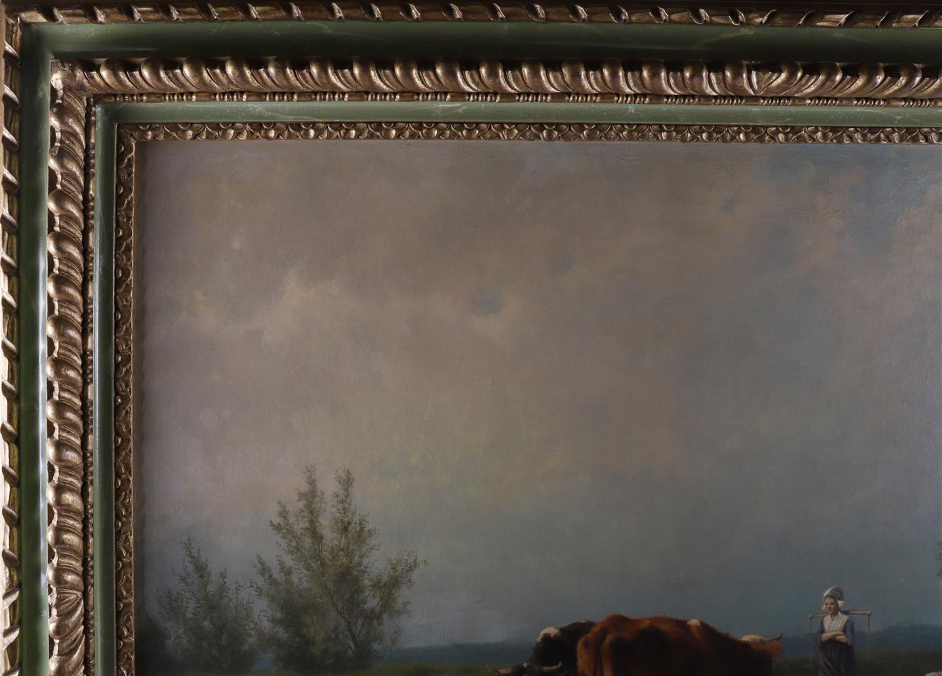 Mauve, Anthonie sr (Zaandam 1838-1888) 'Cows and a milkmaid in a landscape'. - Image 3 of 18