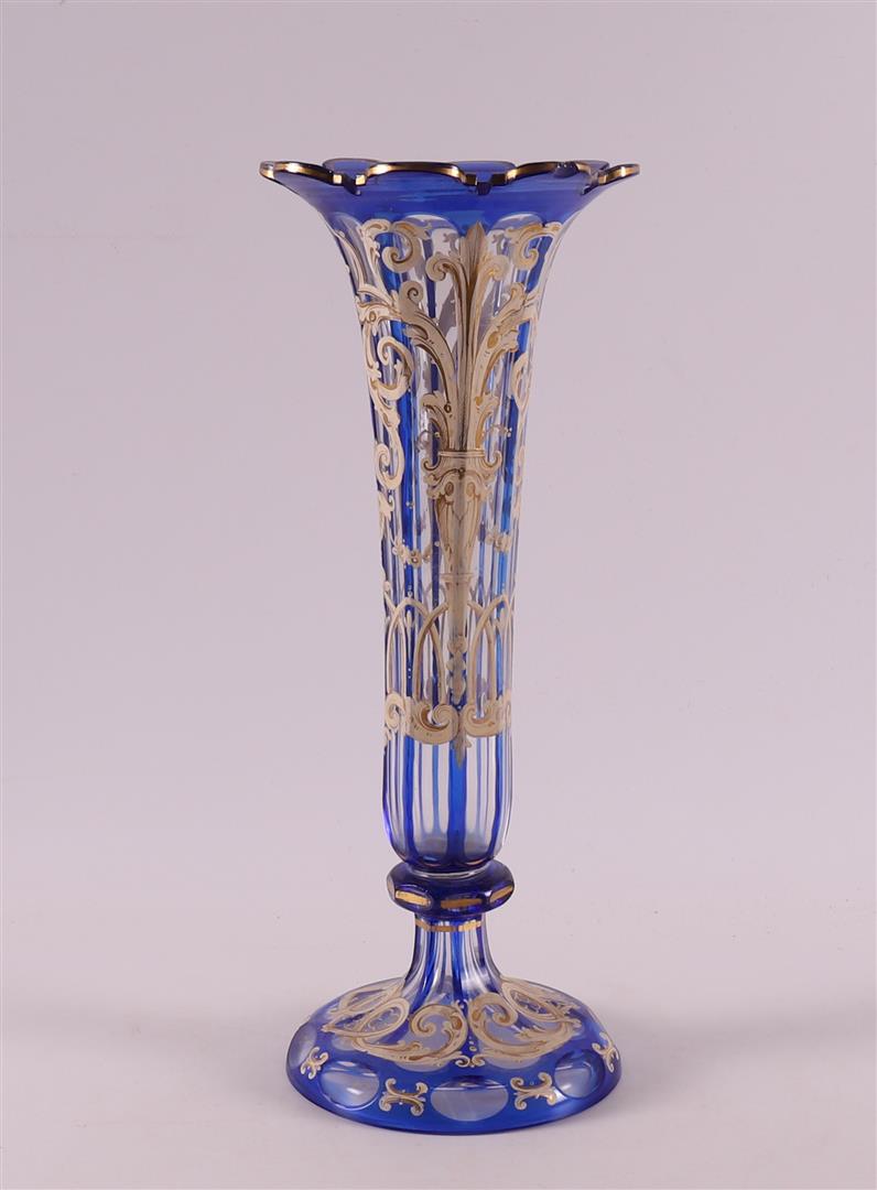 A faceted and olive cut clear glass vase, Bohemia, ca. 1850.