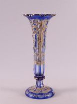 A faceted and olive cut clear glass vase, Bohemia, ca. 1850.