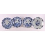 Four blue and white porcelain plates, China, 18th century.