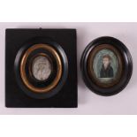 Two portrait miniatures including a lady in Frisian costume (Leeuwarden), 19th c