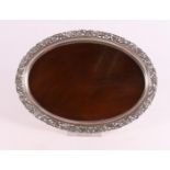 An oval silver rimmed silver platter, 20th century.