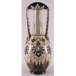 A glazed earthenware Jugendstil vase with handles, Germany, ca. 1910.