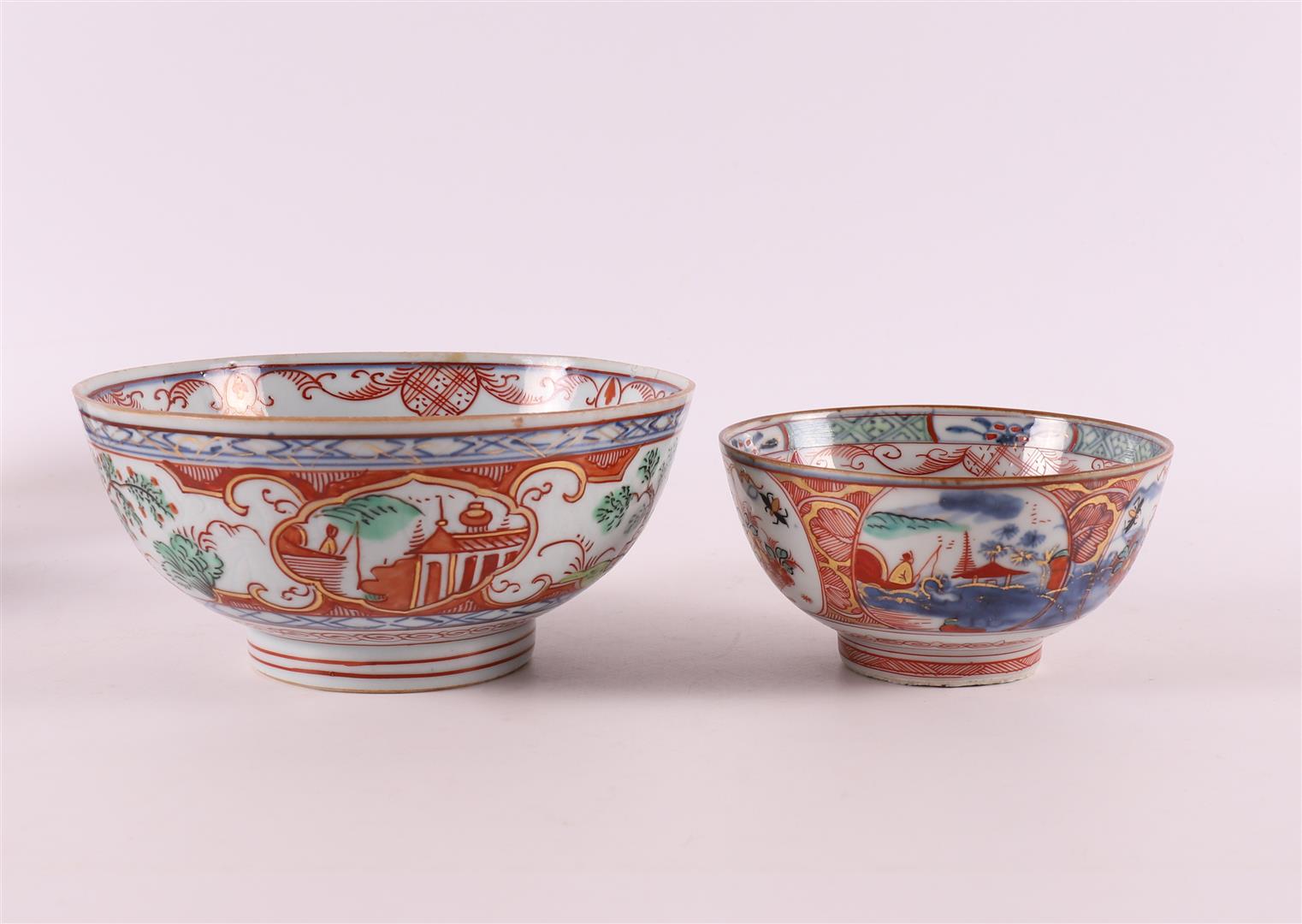 Five various porcelain Amsterdam variegated bowls, China, 18th century. - Image 2 of 17