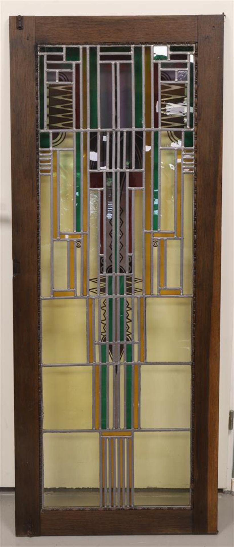 A pair of Amsterdam School stained glass cupboard doors, ca. 1920. - Image 2 of 2