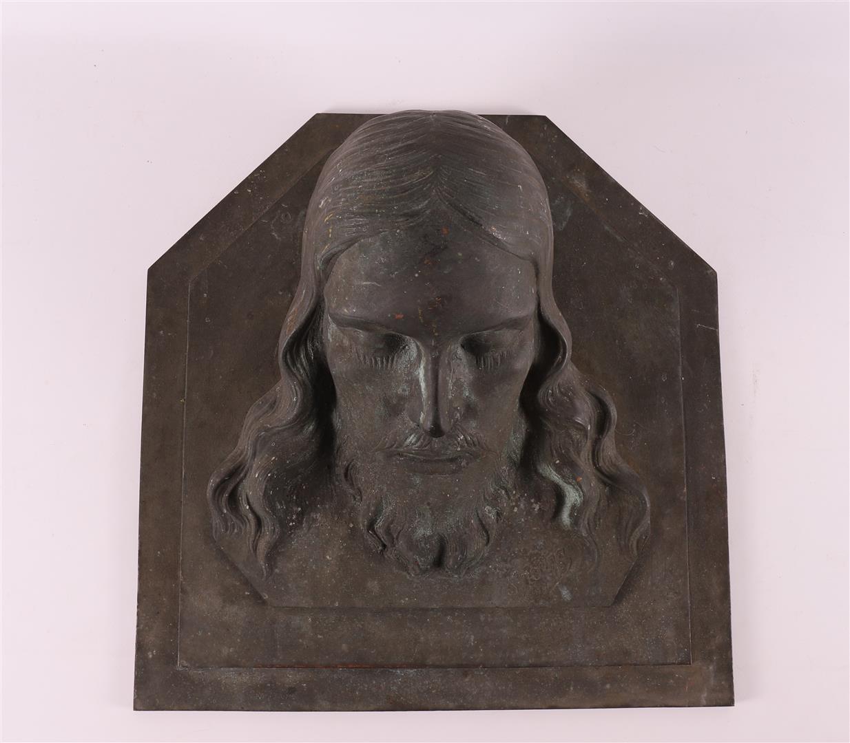 A bronze bas-relief of Jesus Christ, Belgium, ca. 1920.
