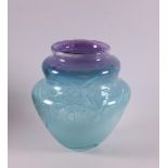 A green/purple glass unica vase, design & execution Cees van Olst, Diever.