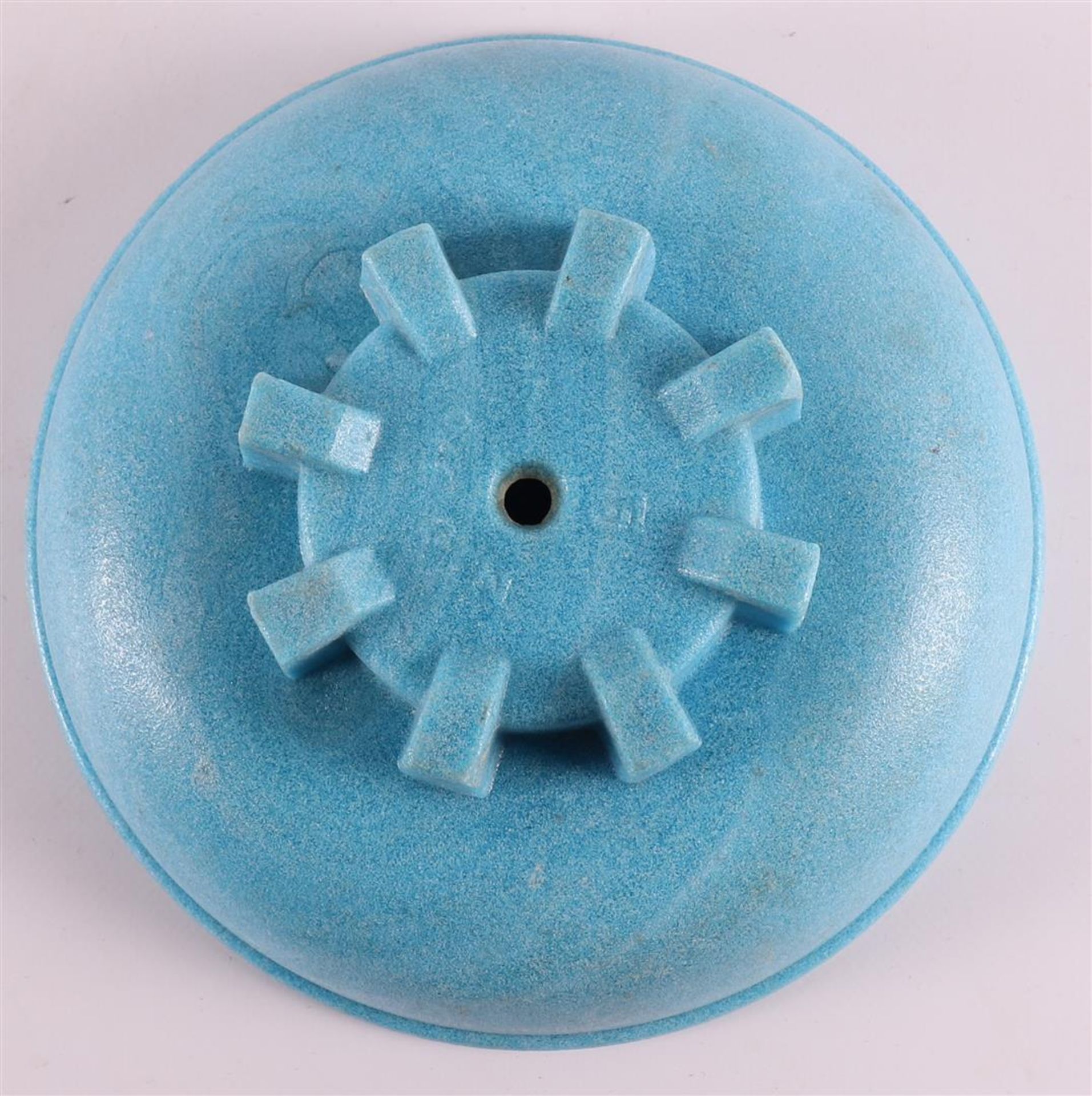 A blue graniver cactus dish on black graniver saucer, A.D. Copier. - Image 4 of 6