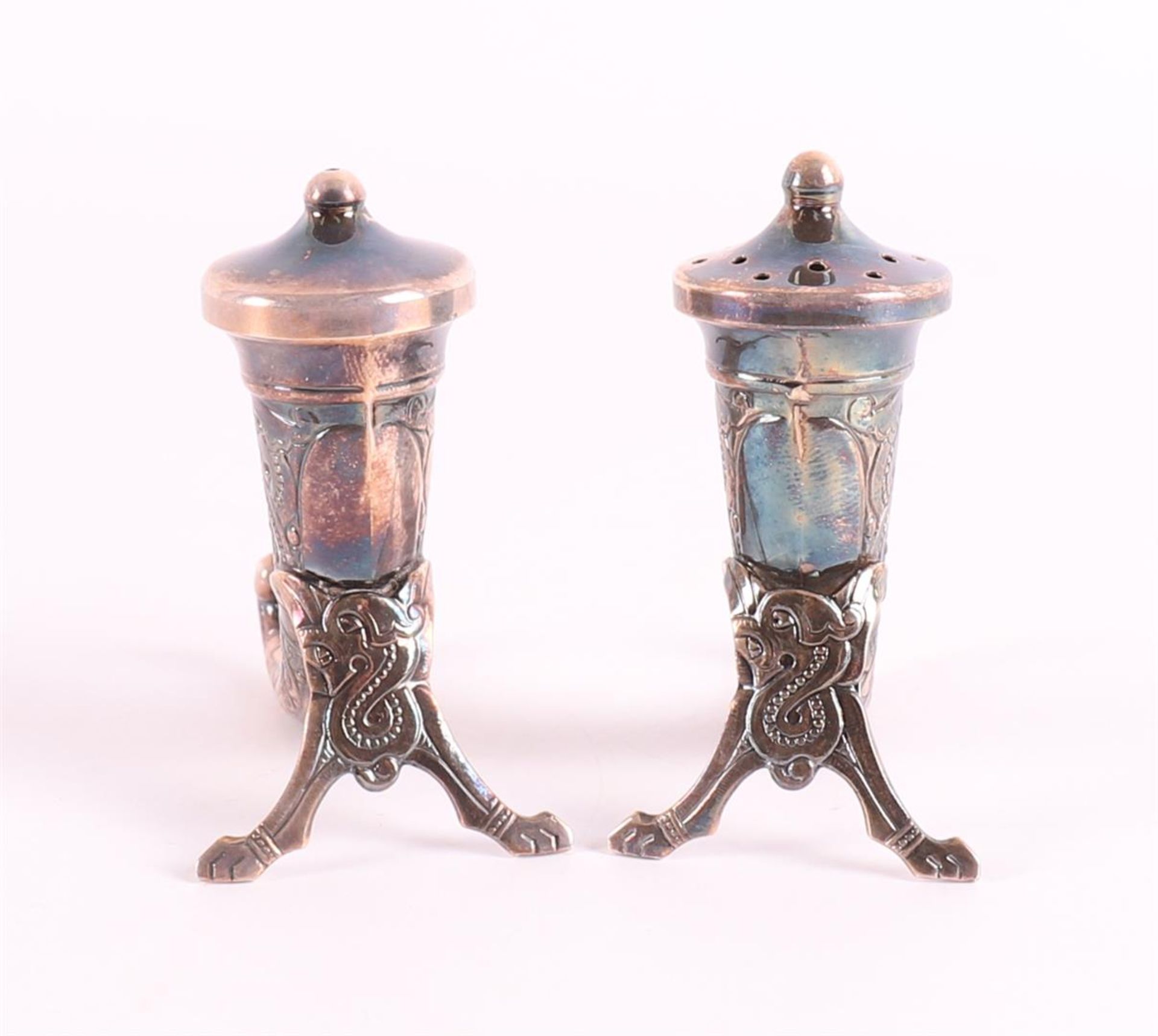 A Sterling silver salt and pepper set, Norway, 20th century. - Image 2 of 2