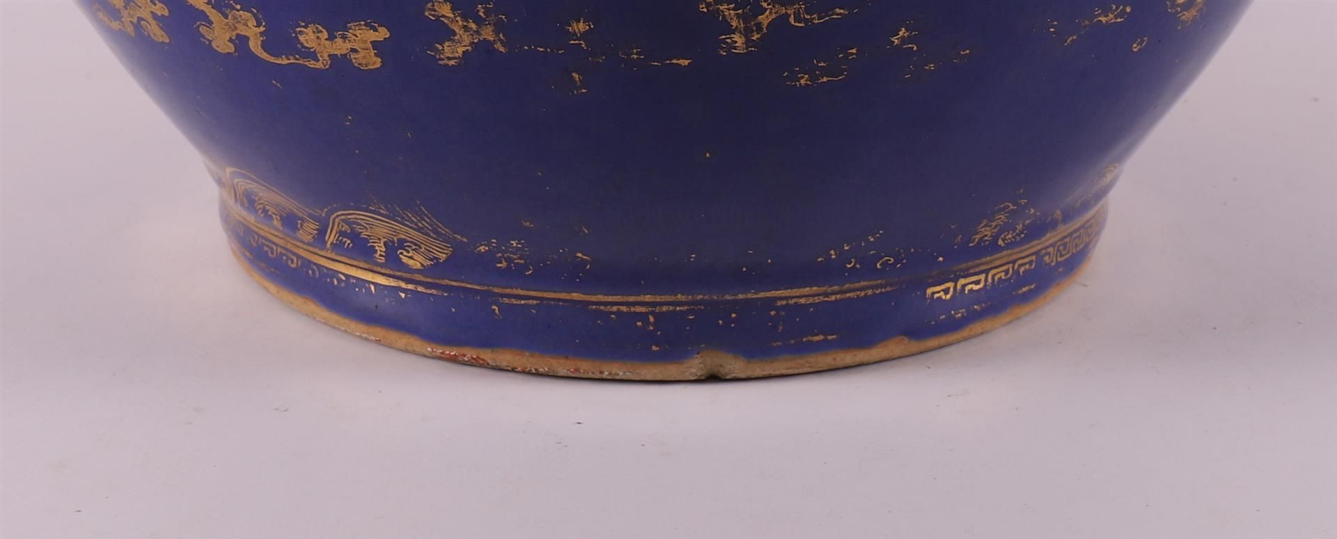 A royal blue porcelain vase with bamboo roll for ears, China, Qianlong - Image 16 of 24