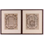 Two signed trompe l'oeuil book pages, 18th century.