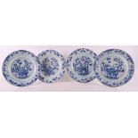 A set of four blue and white China plates, Qianlong, 18th century.