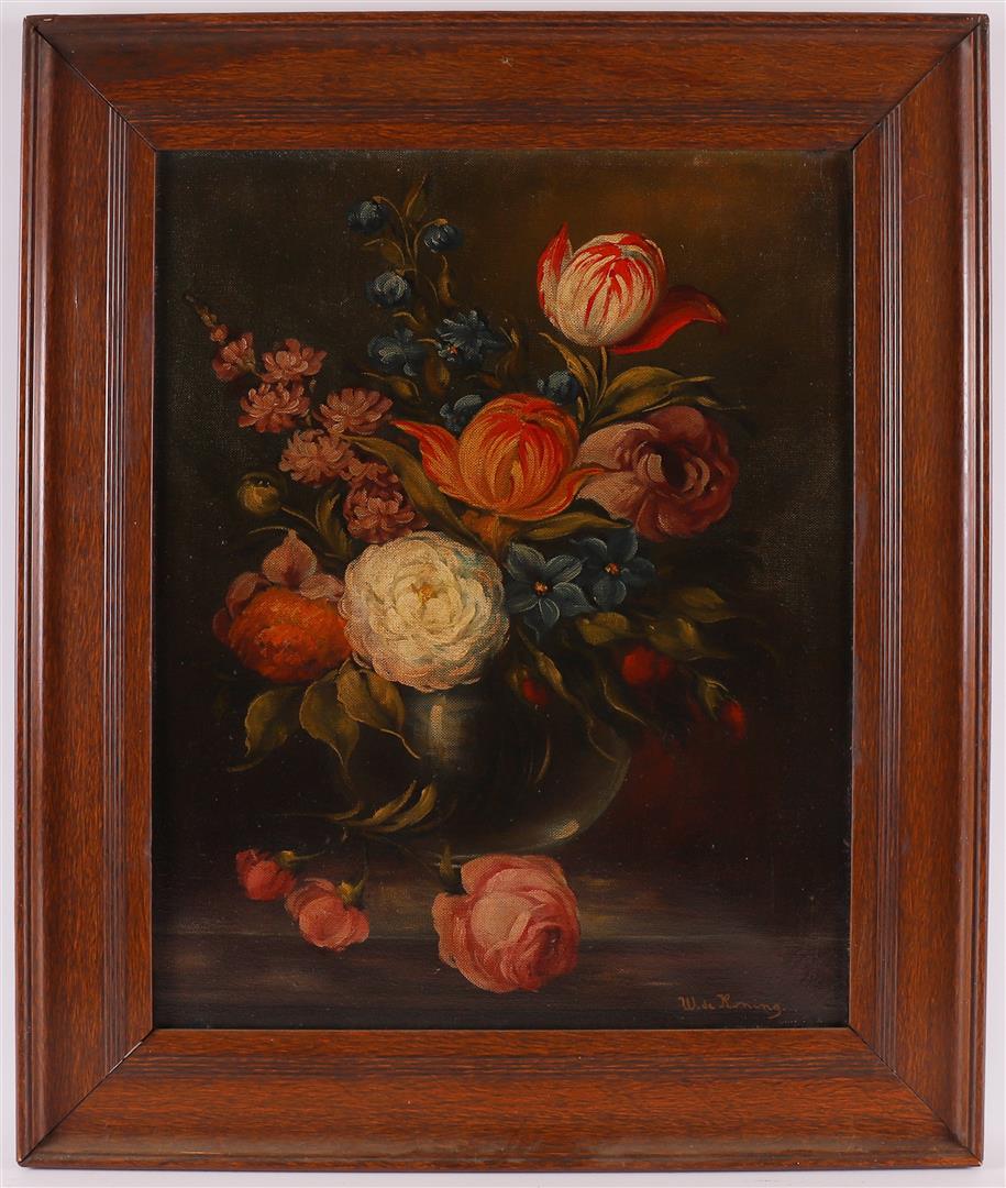 Koning, the W (Dutch school 20th century) 'Flower still life',