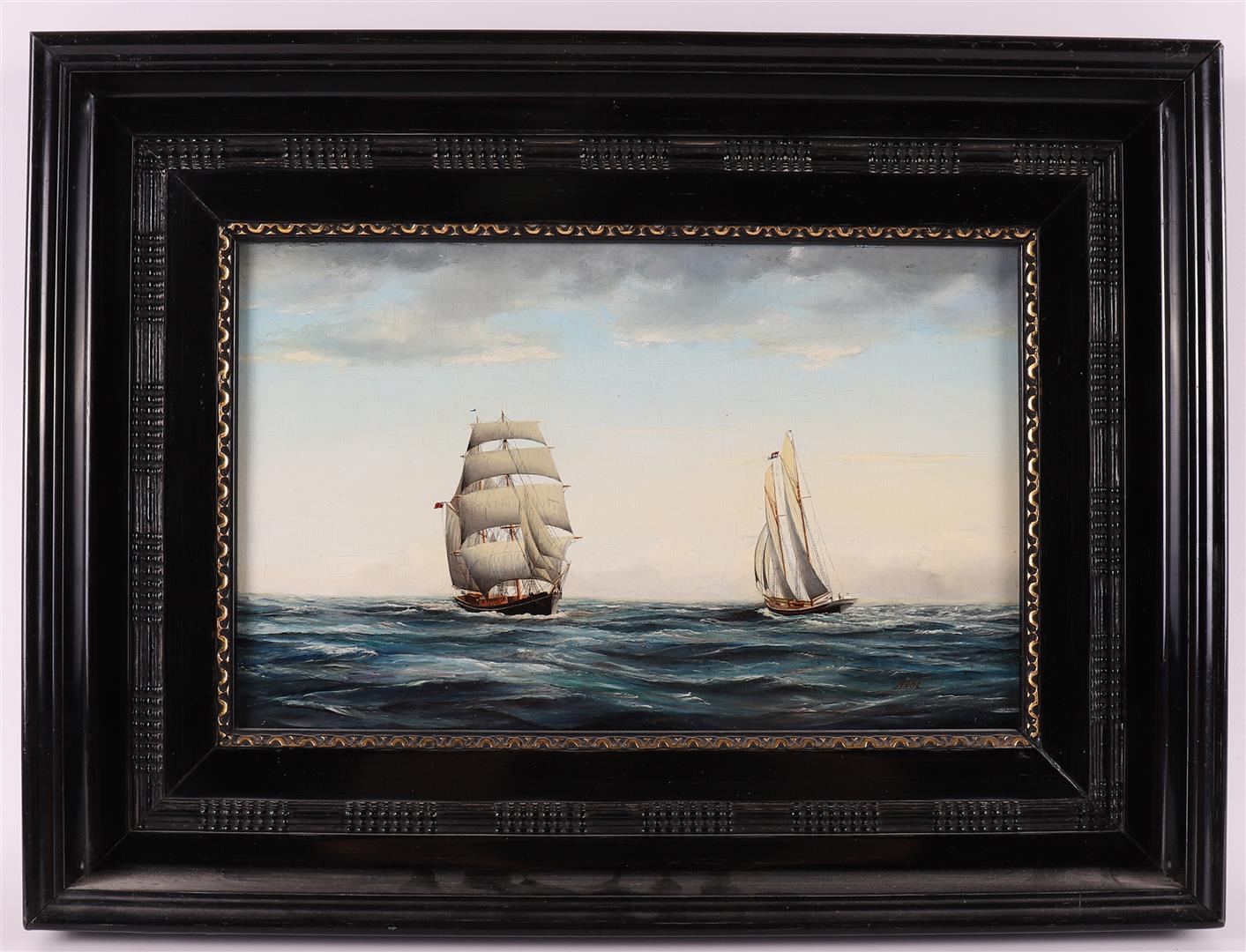 Vos, A (Dutch school 20th century) 'Sailing ships on the high seas',