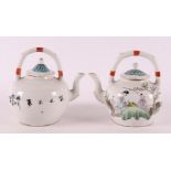 Two porcelain famille verte teapots, China, 2nd half 19th century.