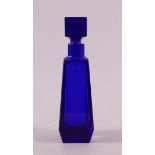 A blue clear glass faceted Art Deco decanter, Austria, Moser.