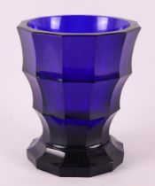 A blue glass faceted baluster-shaped vase, design: Josef Hoffmann