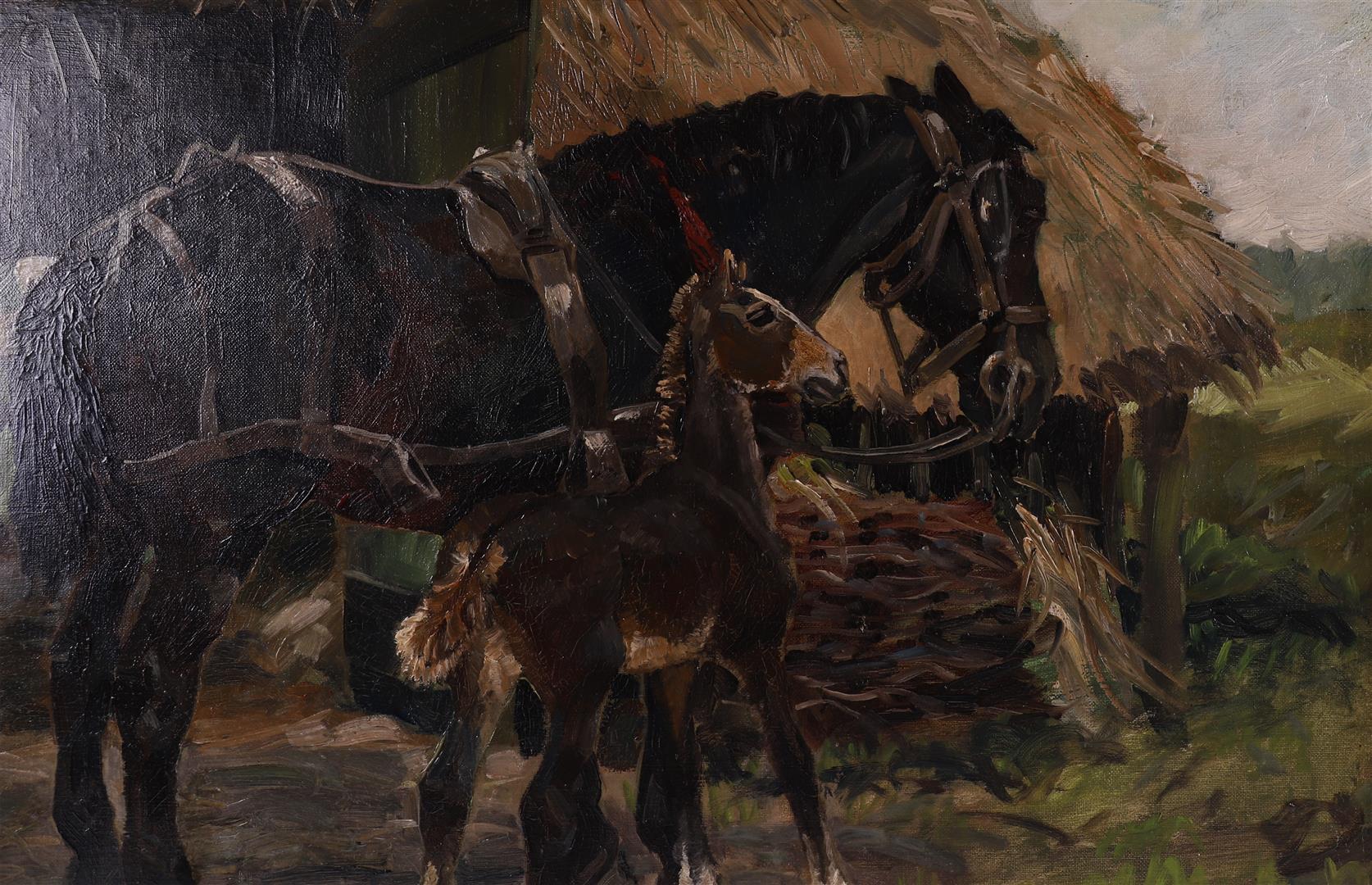 Walrecht, Bernardus HD (Ben) (Groningen1911 - Hilversum 1980) 'Horse with foal' - Image 4 of 7