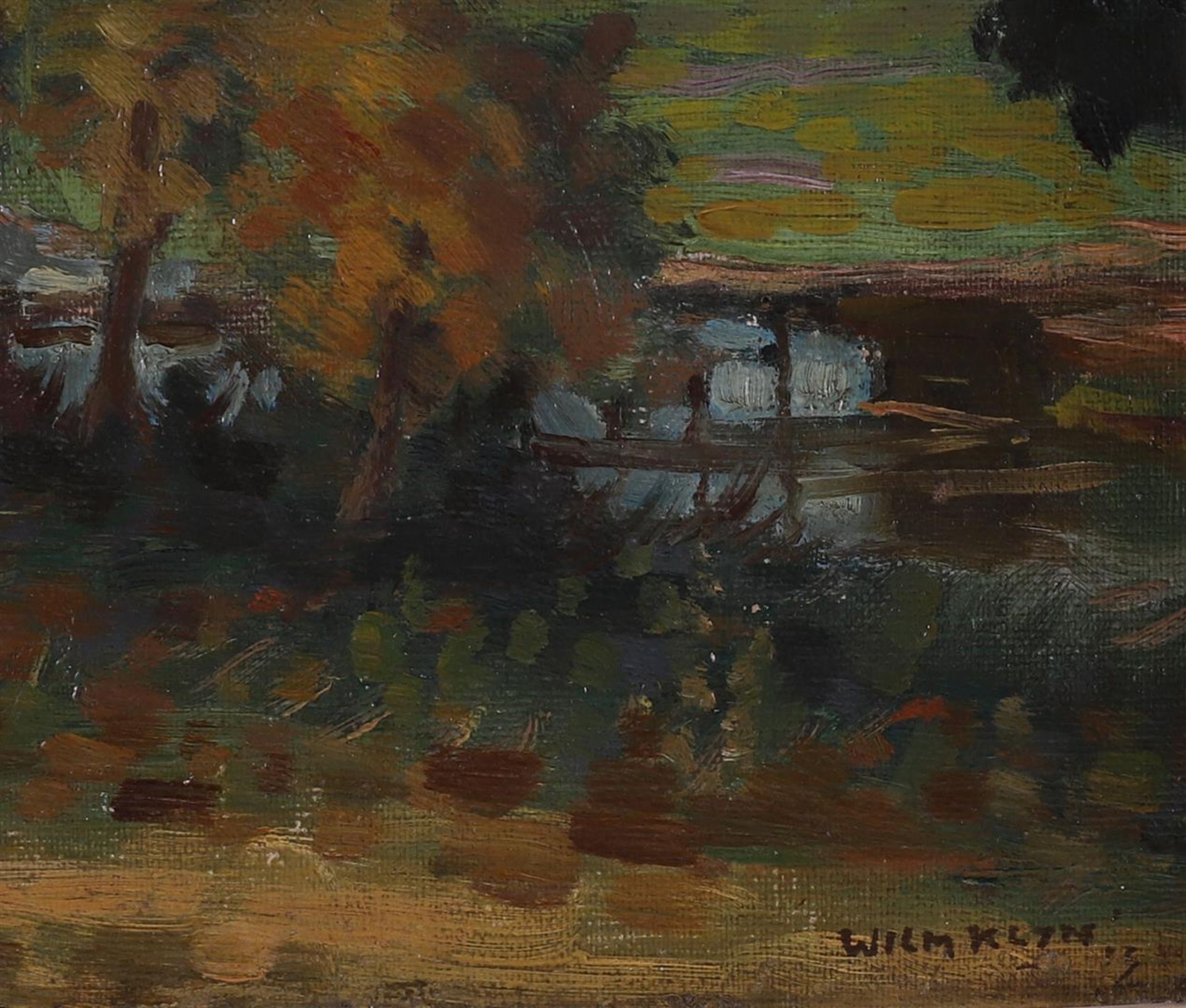 Klijn, Willem (1892-1961) 'Trees by a fen in landscape with fencing', - Image 2 of 2