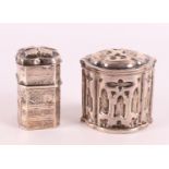 A second grade 835/1000 lobed silver bobbin box, year letter 1875.