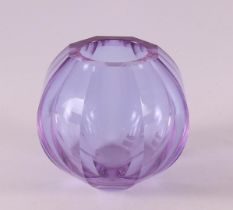A purple clear glass faceted Art Deco vase, ca. 1930.