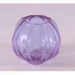 A purple clear glass faceted Art Deco vase, ca. 1930.