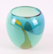 A polychrome glass unique vase, design & execution Cees van Olst, Diever.