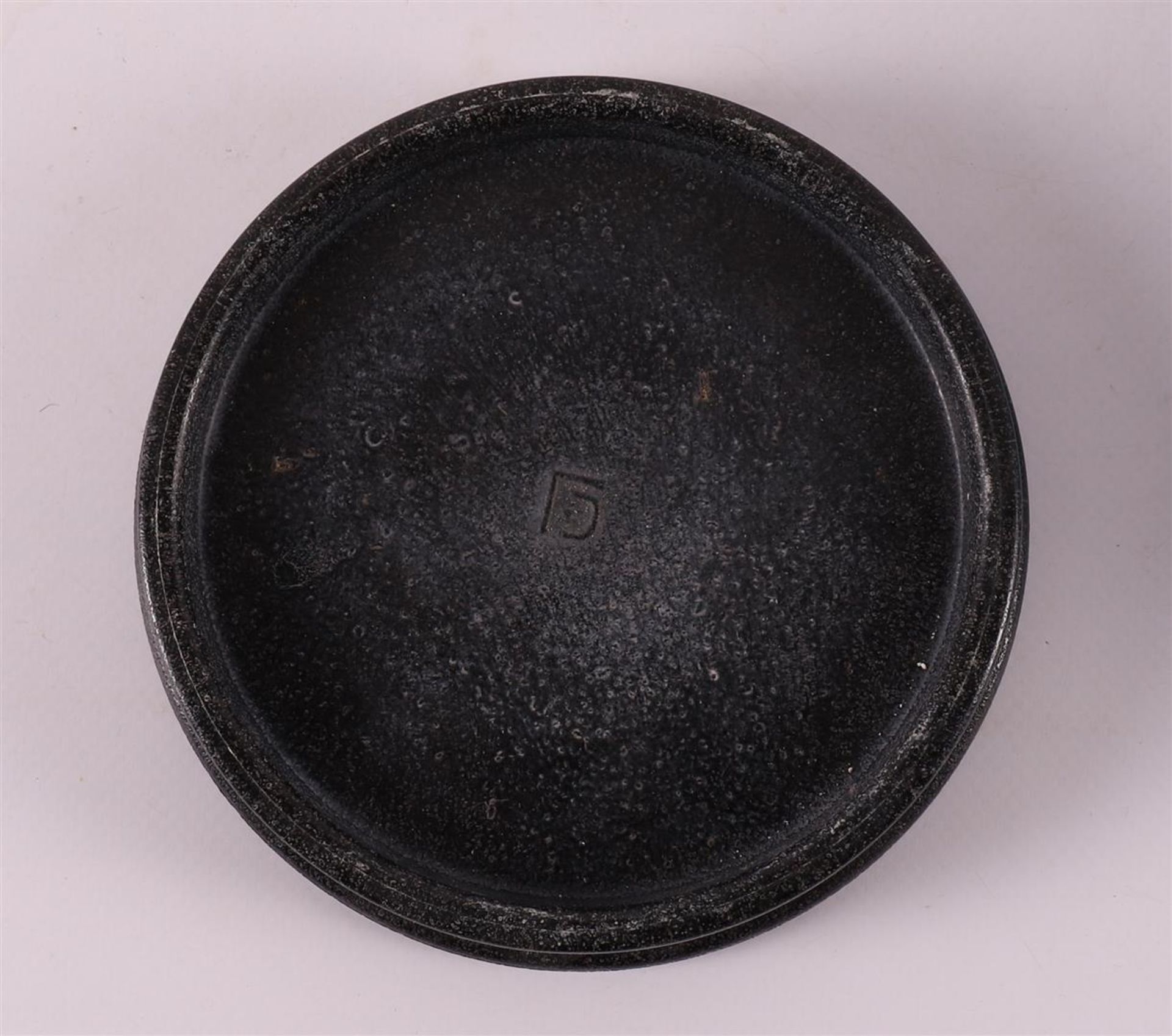 A blue graniver cactus dish on black graniver saucer, A.D. Copier. - Image 5 of 6