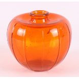 An orange pressed glass liberation vase, design: A.D. Copier, 1945.