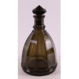 A faceted smoked glass Art Deco decanter, Netherlands, Leerdam, ca. 1920.
