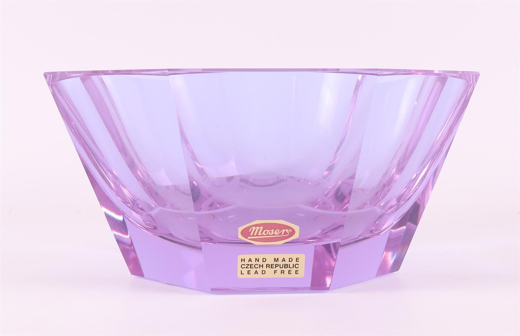 A clear purple glass octagonal cut bowl, Bohemia, Moser. - Bild 2 aus 5