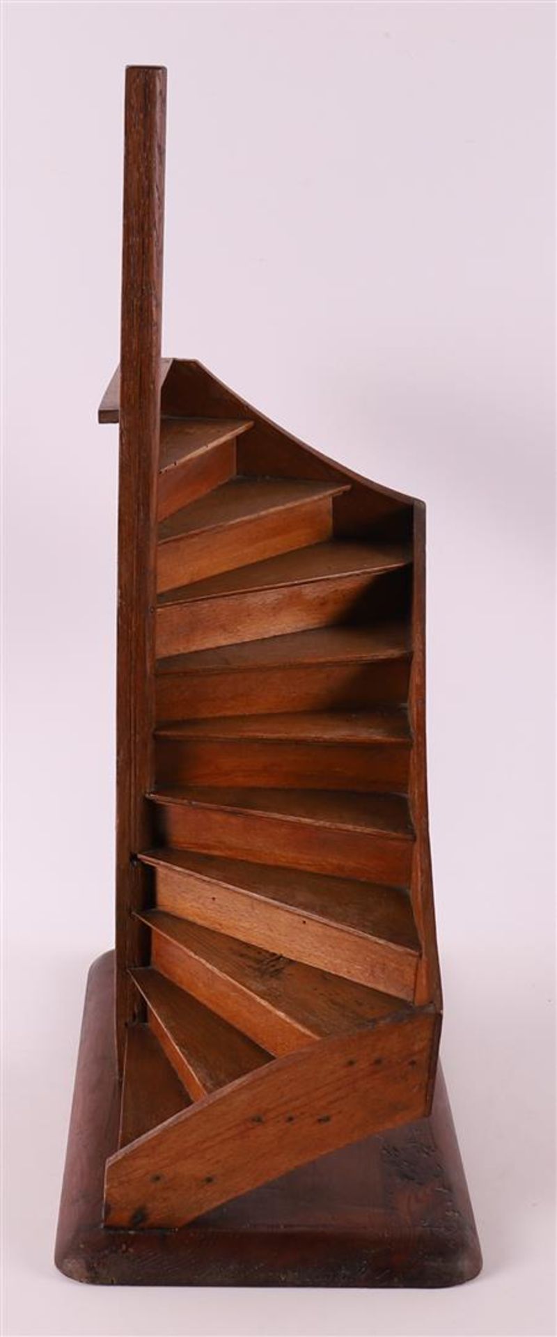 A beech and pine model of a spiral staircase, early 20th century