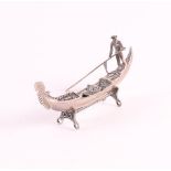 A silver Venetian gondolier with gondola, 20th century.