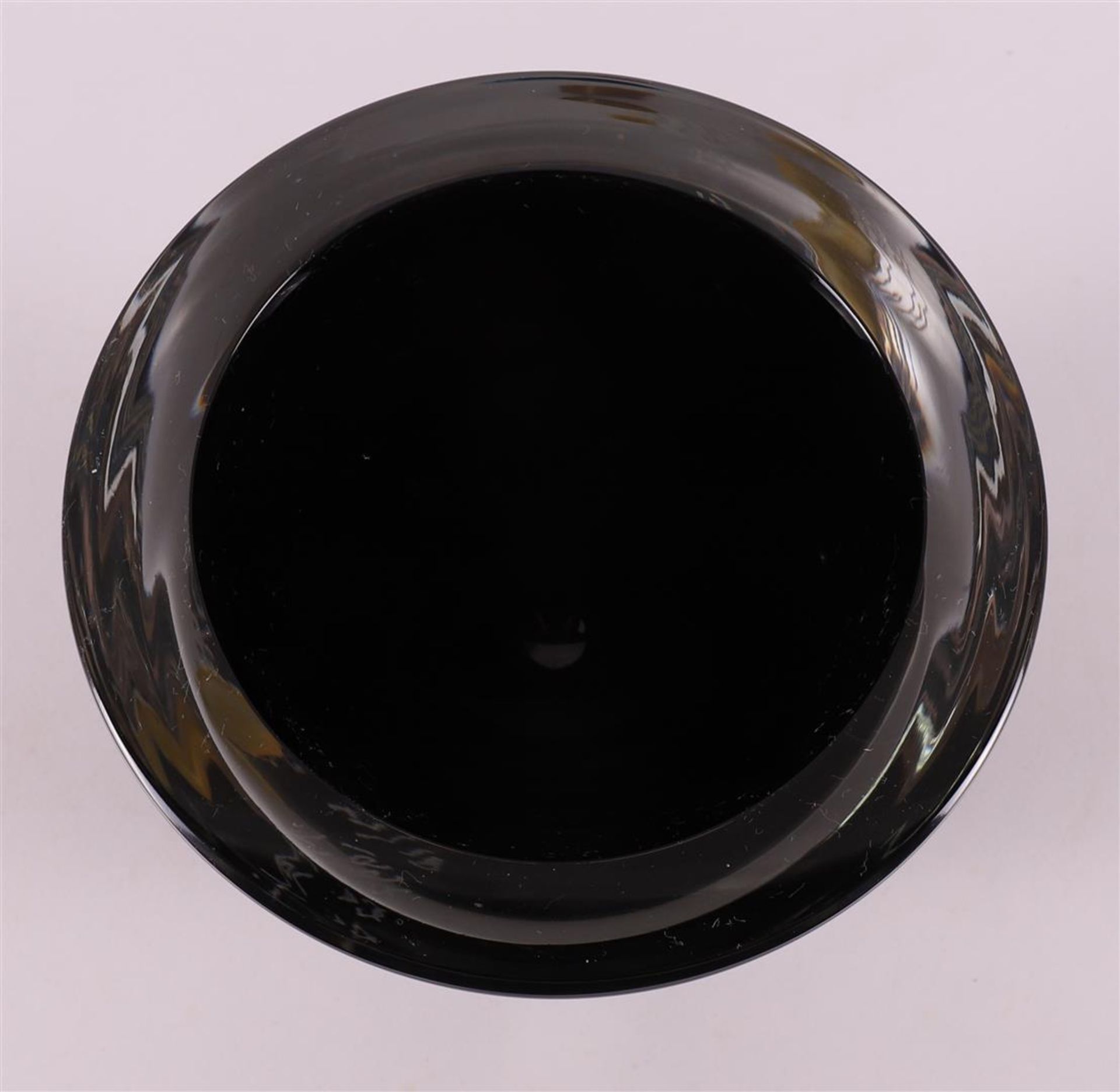 A black glass serica vase encased in a clear glass layer, Olaf Stevens. - Image 2 of 3