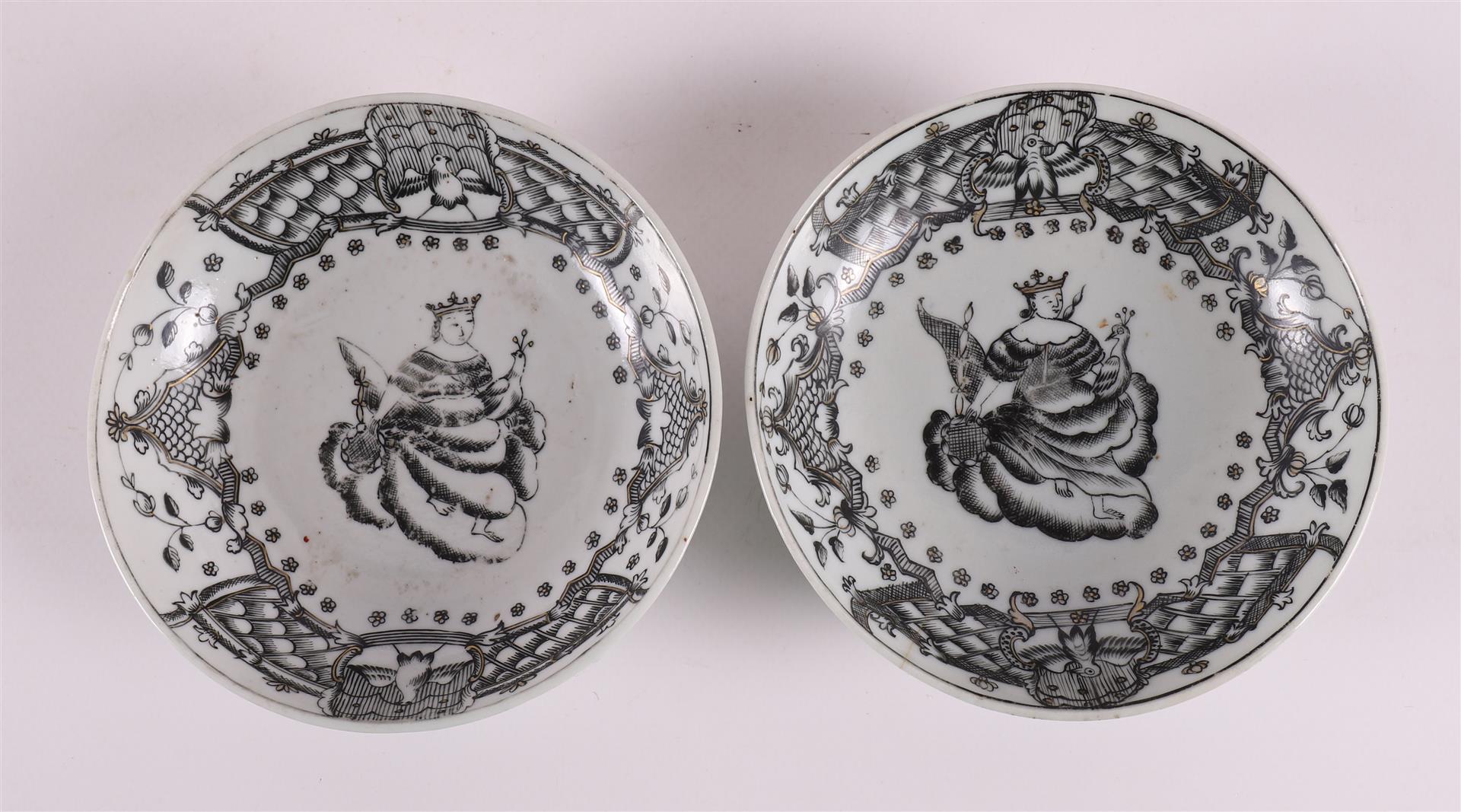 A series of six encre de Chine cups and saucers, China, Qianlong 18th century. - Image 4 of 22