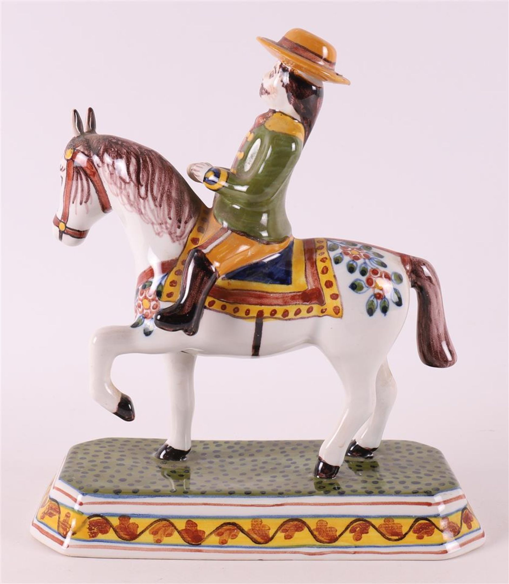 A polychrome pottery rider on horseback, Makkum, mid 20th century. - Image 3 of 5