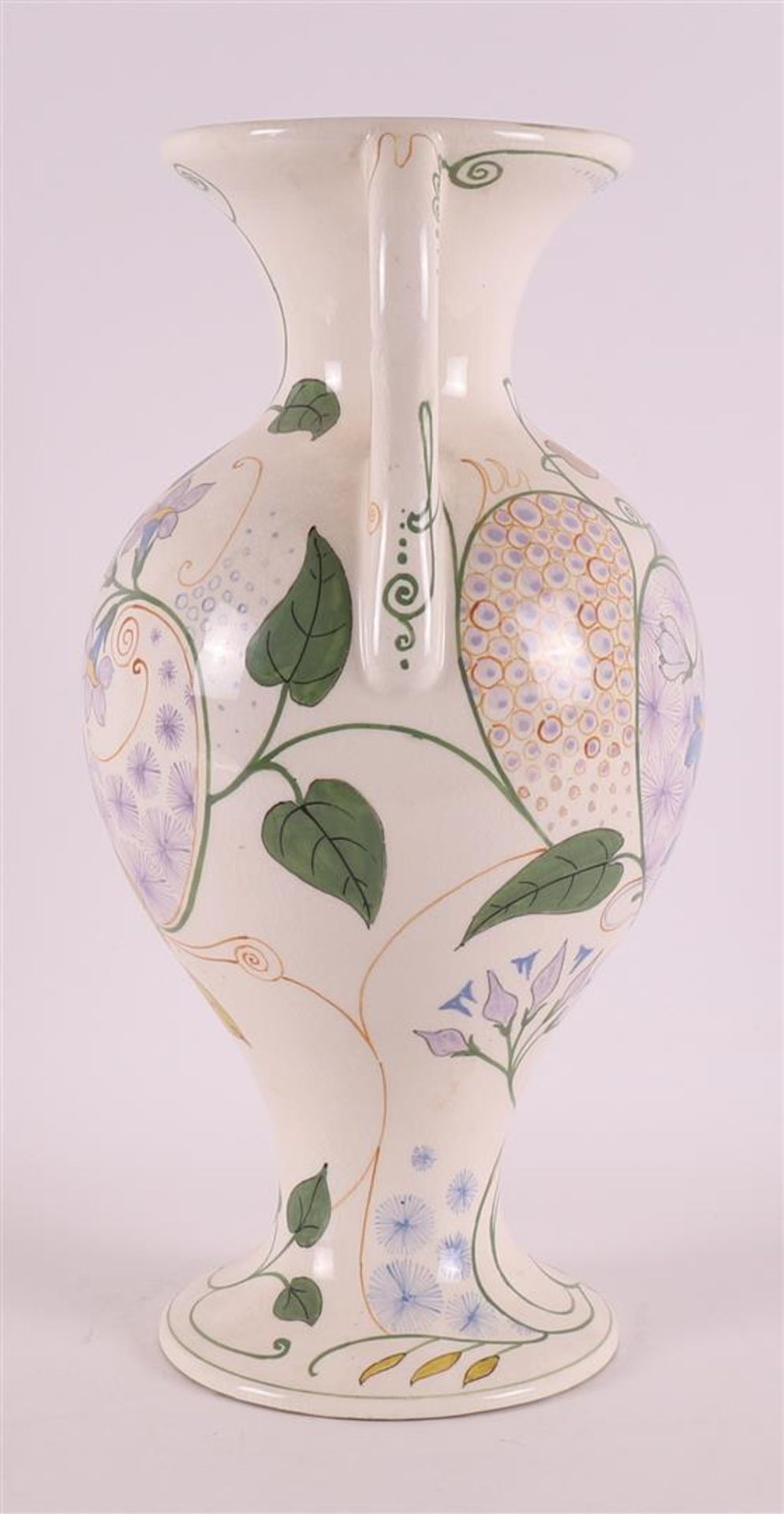 A pottery baluster-shaped vase with handles, ca. 1915. - Image 3 of 6