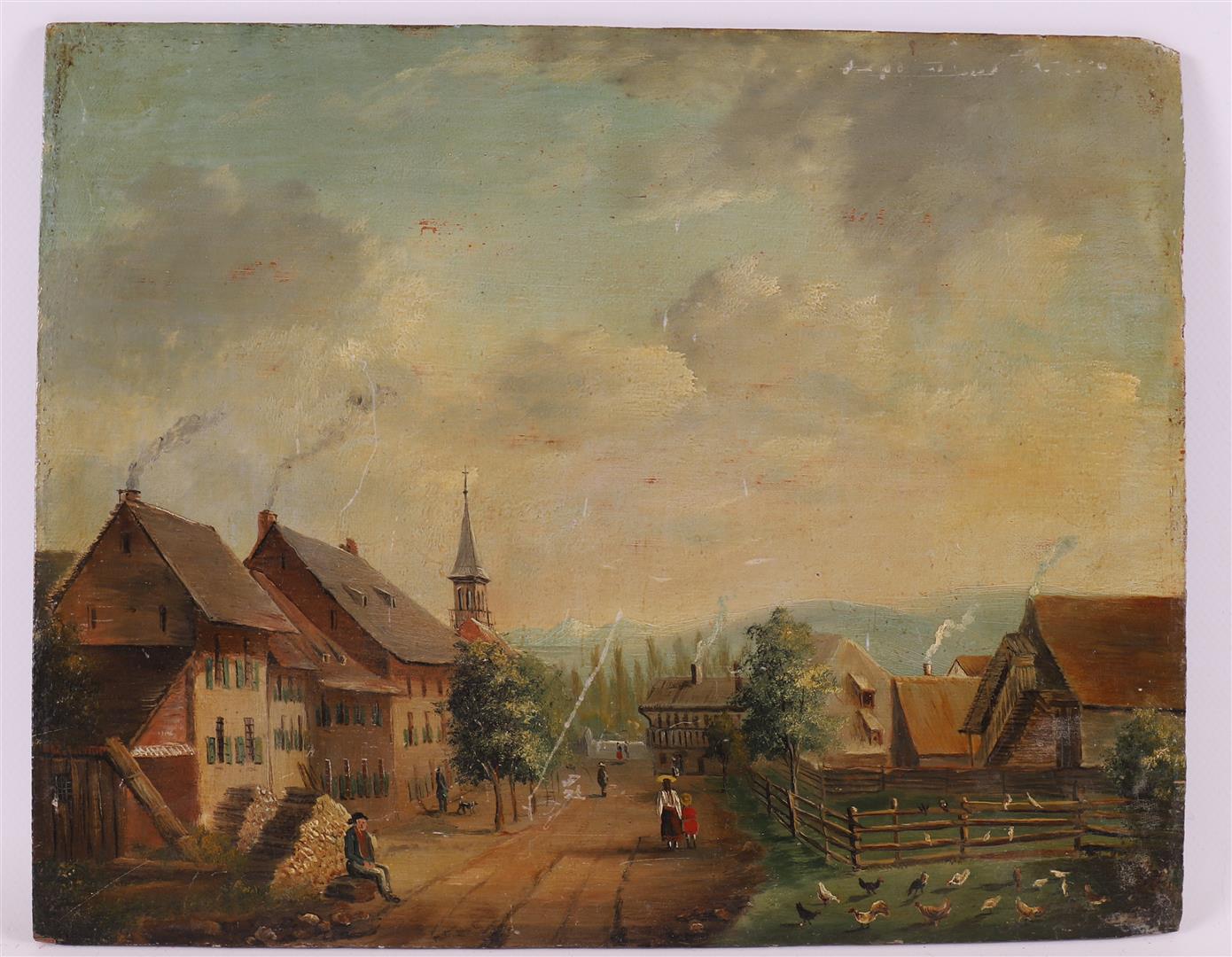 German school around 1900 'Mountain landscape with village view',